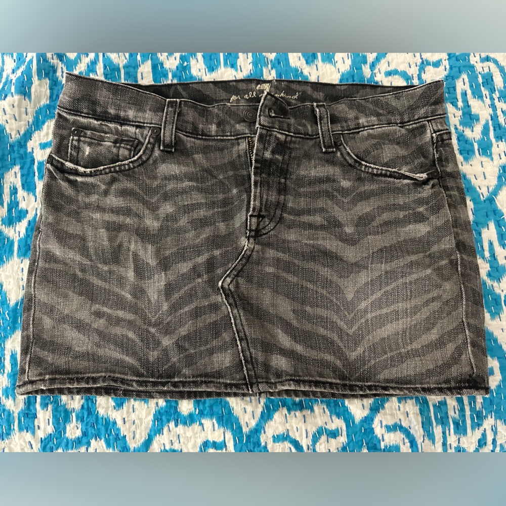 7 for all mankind Black and Gray Denim Skirt